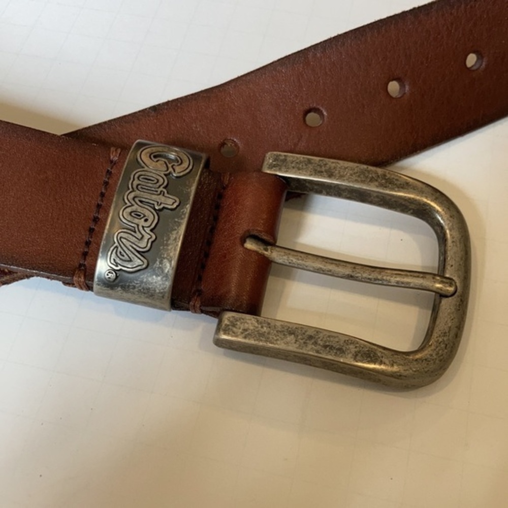 Fossil Brown Leather Gator Belt Size 32